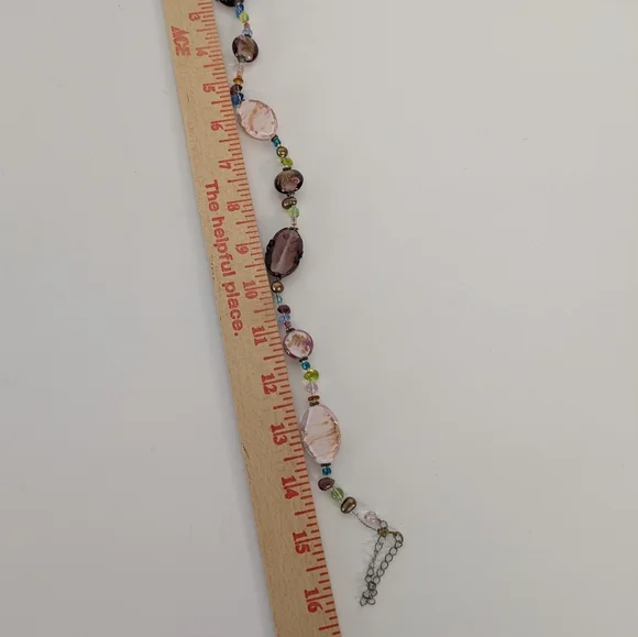 Necklace Venetian Murano Pink Purple Beaded - Picture 7 of 8